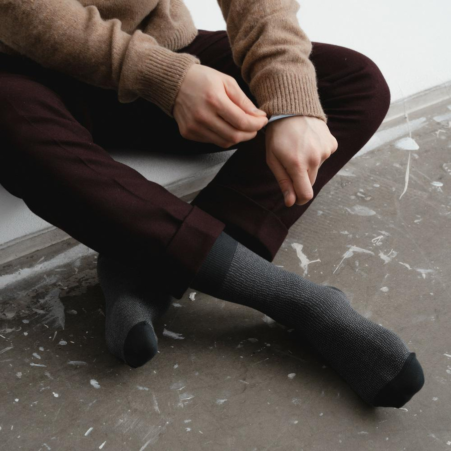 Herrensocken Art. 011 Jacquard Dunkelgrau/Marine/Schwarz/Grau