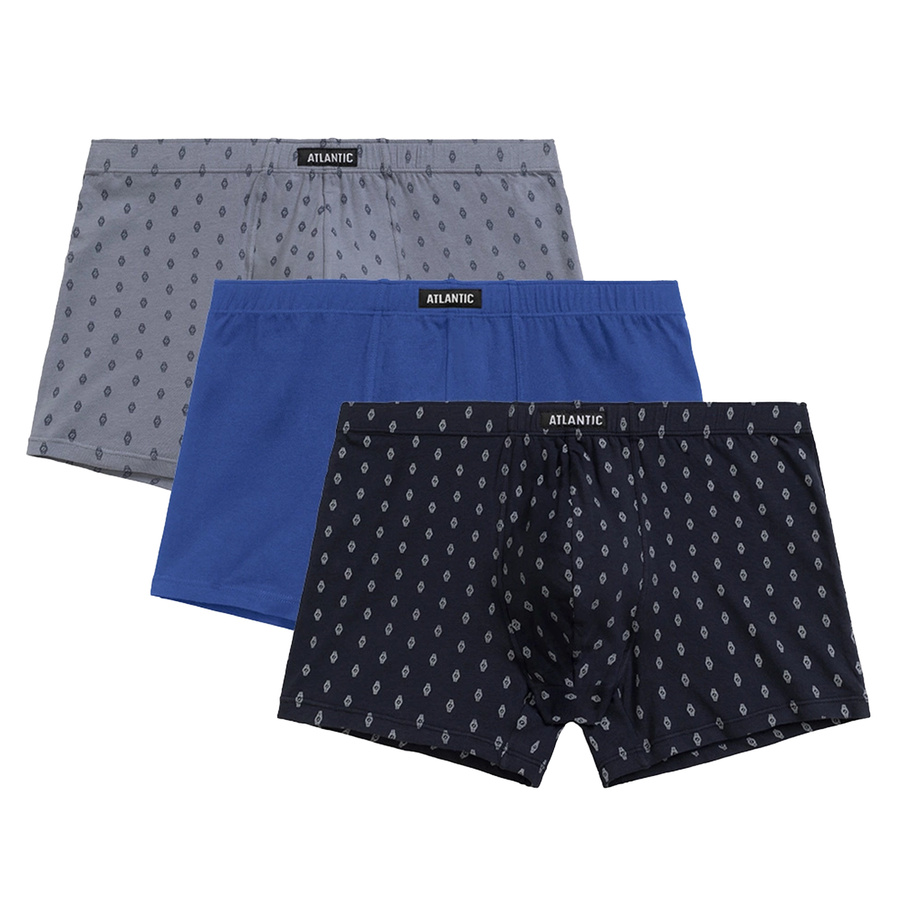 Bawełniane Bokserki Męskie Szaro-Niebieskie 3-Pack