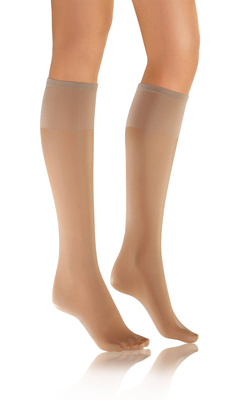 Sesto Senso Damen Podkolanówki Iris – Halbmatte, Transparente Kniestrümpfe mit Barfuß-Effekt, Bequem und Elastisch, Ideal für Elegante Looks, Farbe Vision/Beige, Poliamid-Elastan Mix, Made in Polen