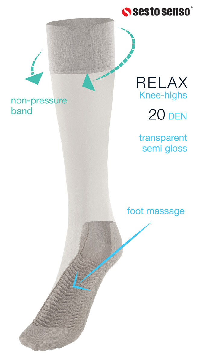 Sesto Senso Damen Podkolanówki – Massierende Sohle, 20 Den, Poliamid-Elastan Mix, Nicht-Drückend, Unterstützt Durchblutung, Elegant Halbtransparent, 3er Pack, Schwarz