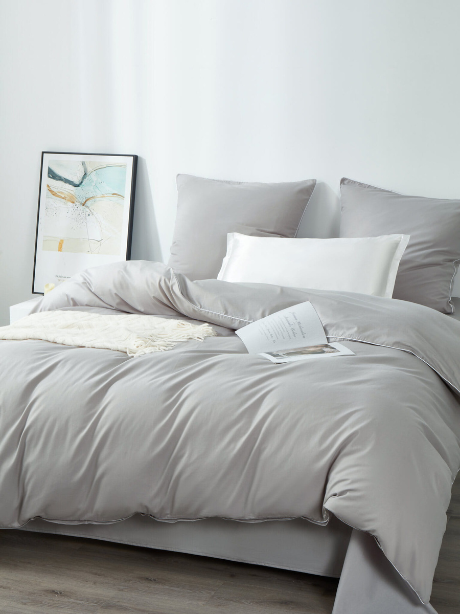 Bettwäsche Satin Queen Premium Grau