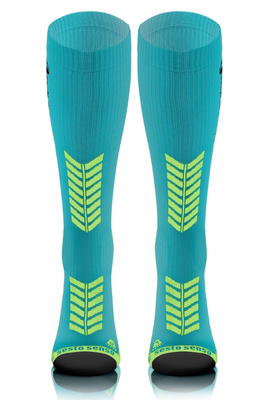 Lange Sportliche Kompressionssocken 2er Set Blau, Grün