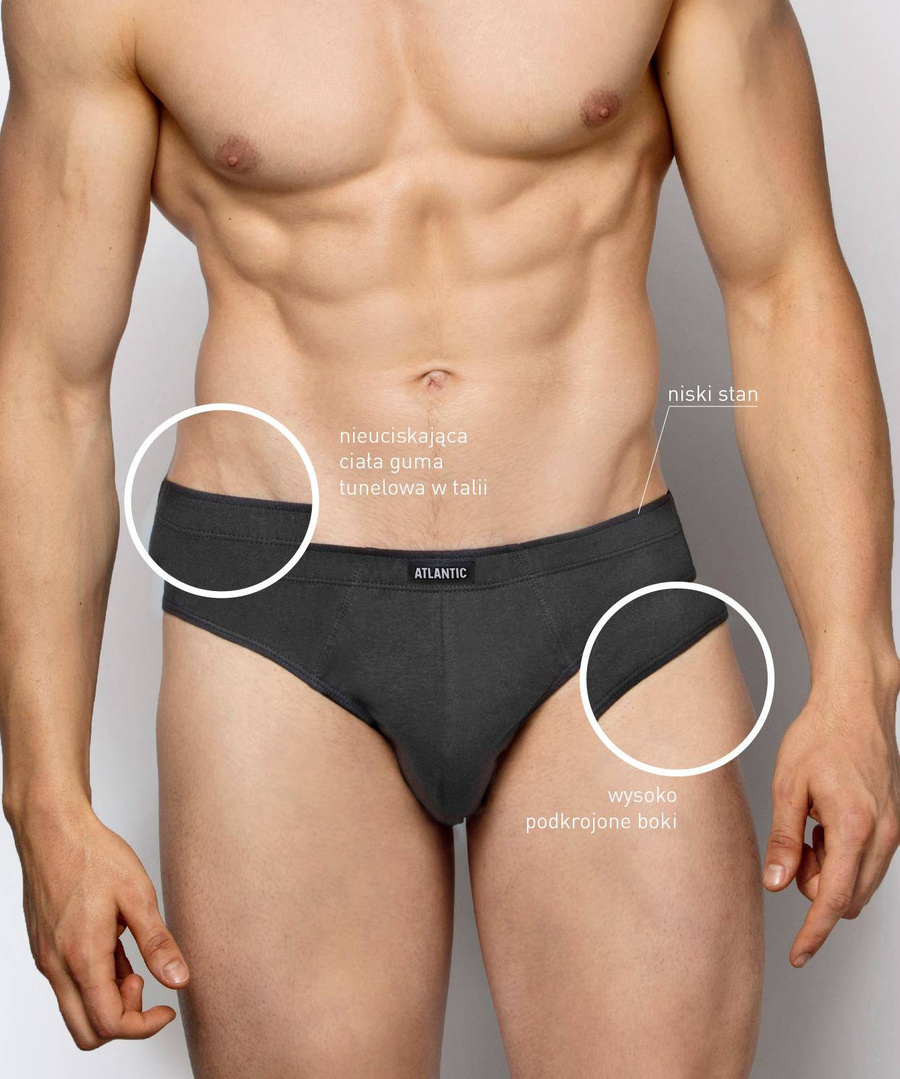 Herrenslips 3BMP-322 Grau Weiß Schwarz