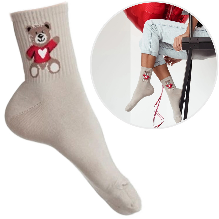 Teddybär-Socken für Damen zum Valentinstag