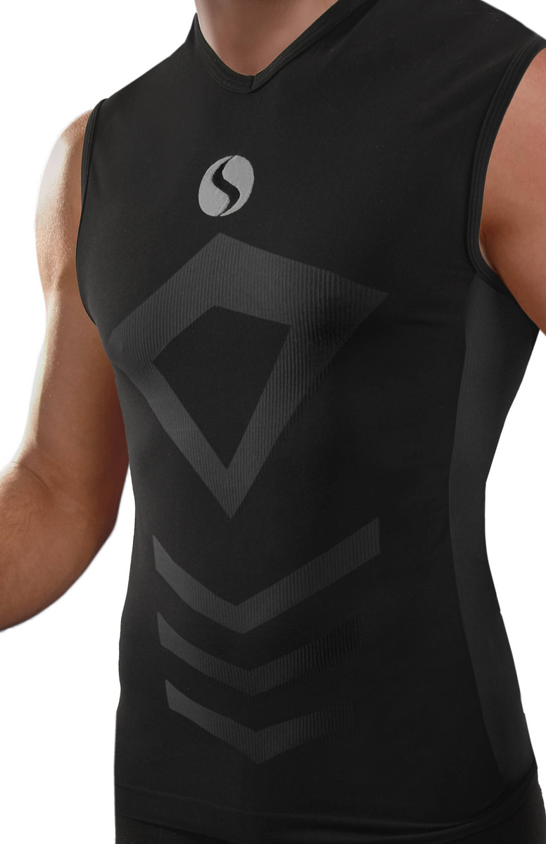 Sesto Senso Herren Thermoaktive ärmelloses Shirt – Atmungsaktiv, 4-Wege-Stretch, Nahtlos, Sportbekleidung für Winteraktivitäten, Poliamid-Elasthan-Mix, Schwarz, Ideal für Fitness und Outdoor