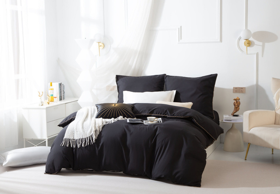 Bettwaren Queen Schwarz Gold