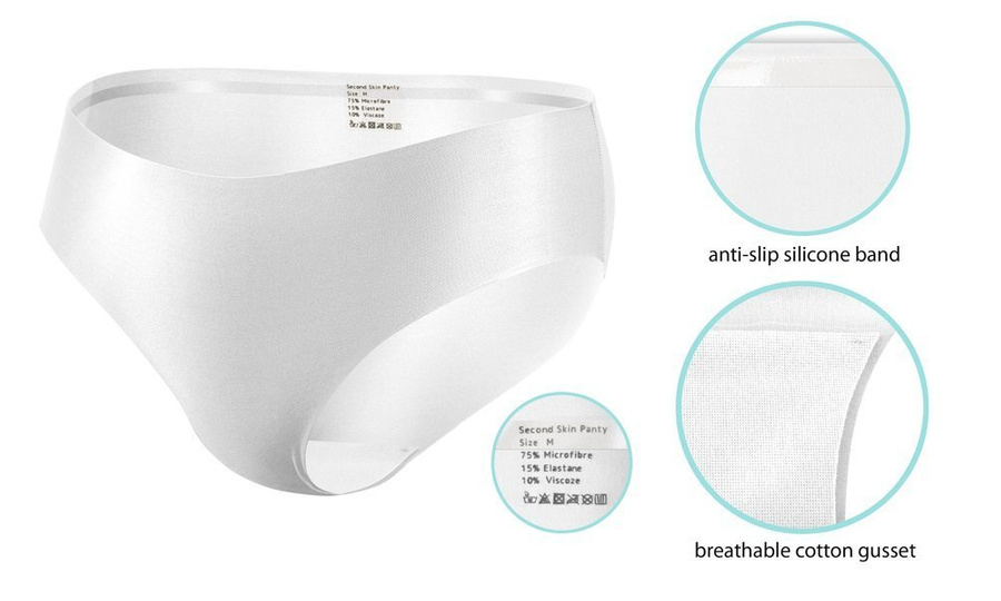 Sesto Senso Damen Figi – Laser Geschnittene Mikrofaser Unterwäsche, Nahtlos, Unsichtbar unter Kleidung, Mit Baumwolleinsatz, Silikonband, Weiß, Komfortabel und Hygienisch