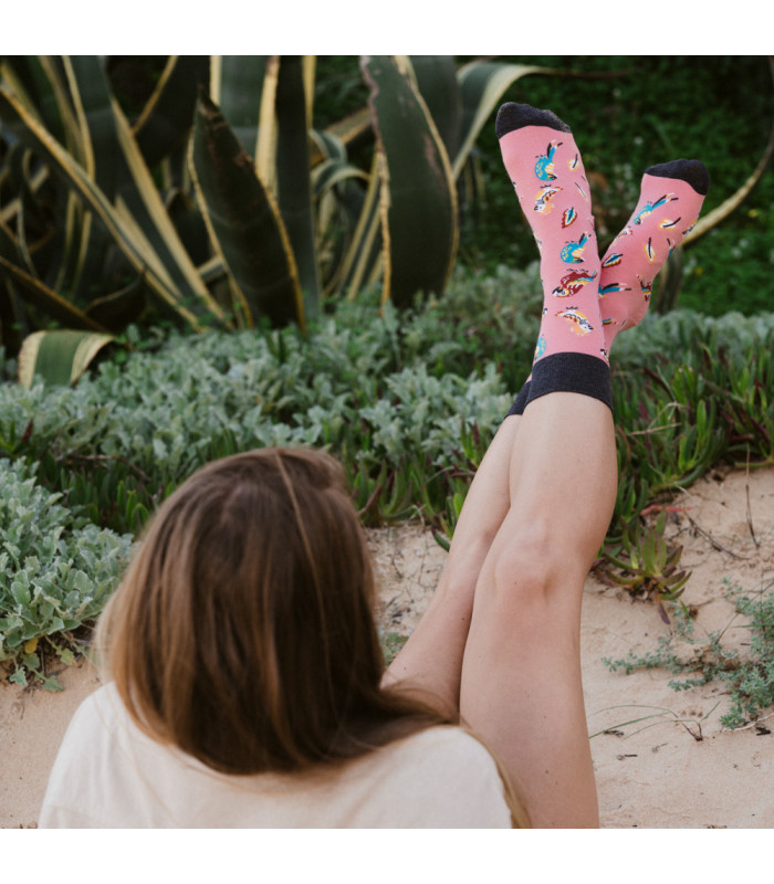 Bunte Socken Damen/Herren Papageien Rosa Mehr Mode