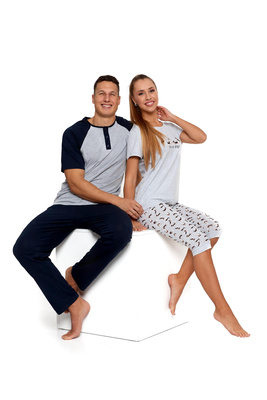 Pyjama Männlich Kurzarm Grau