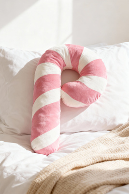 Dekokissen Zuckerstange Rosa-Weiß