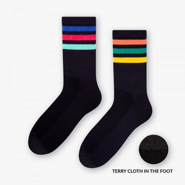 Sportliche gestreifte Socken für Damen/Herren Mehr Mode