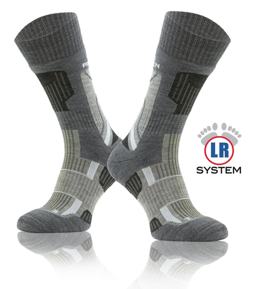 Wollsocken Trekking Winter Grau Mehrfarbig