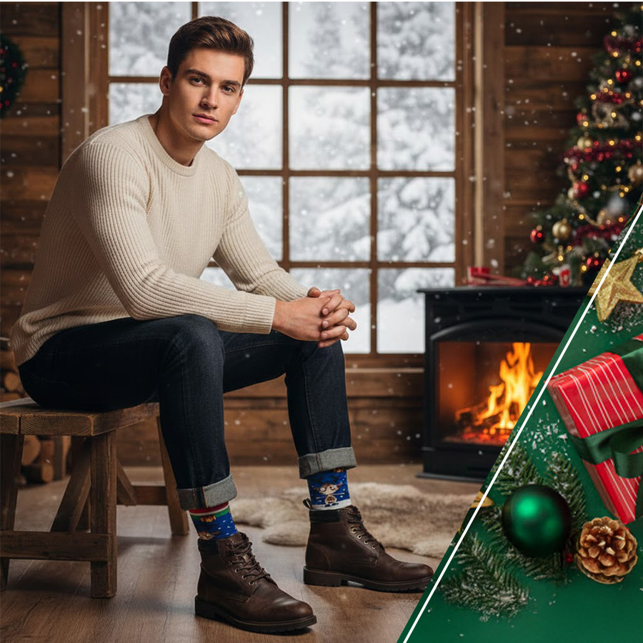 Skarpety świąteczne męskie kolorowe ELTOM na prezent