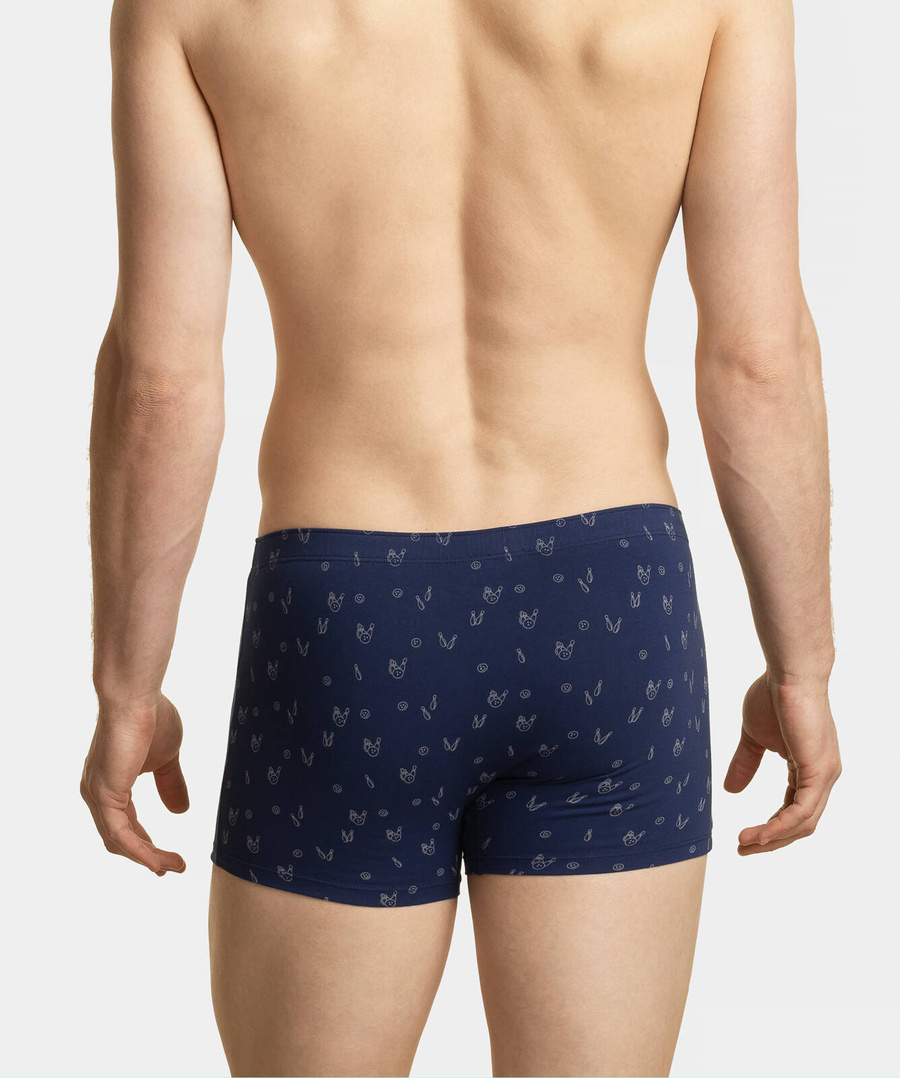 Atlantic Herren Boxershorts – Bequeme Unterwäsche aus 95% Baumwolle, 5% Elastan, Klassische Kollektion, Schwarz/Blau, 3er Pack, Print oder Uni, Standardlänge, Perfekt für Alltag