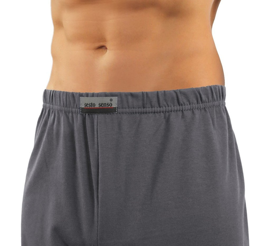 Sesto Senso Herren Pyjama Set – Elegante Kurzarm Schlafanzug mit Anker-Muster, 100% Baumwolle, Knopfleiste, Praktische Taschen, Lange Hose, Geschenkverpackung, Grafit Grau