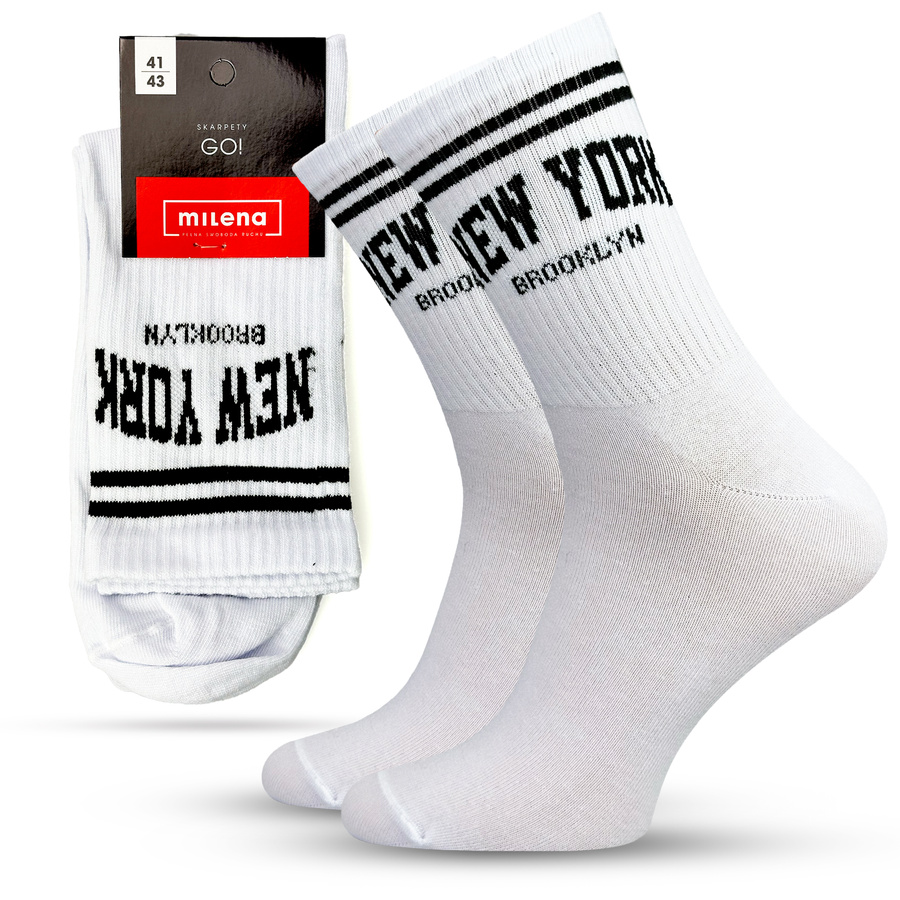 Herrensocken Go! Weiß mit Print