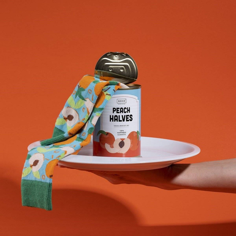 Skarpetki damskie kolorowe SOXO bawełniane brzoskwinie w puszce