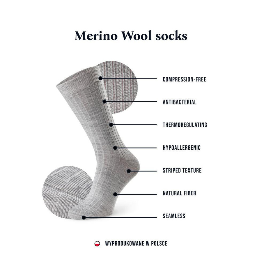 Skarpety męskie z wełny merino bezuciskowe art. 130 Steven
