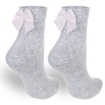 Socken mit Ripsband Schleife Grau Melange 4