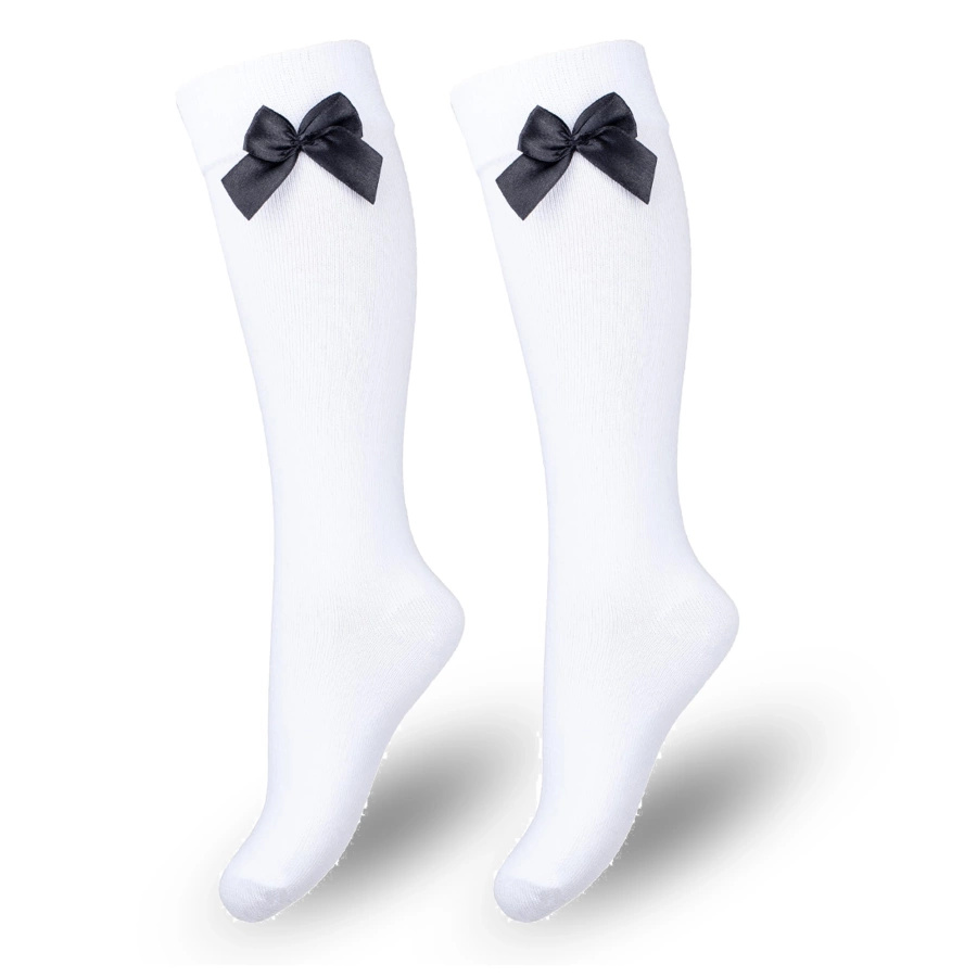 Kinderkniestrümpfe mit Schleife, Farbe Weiß 2, Größe 29-31