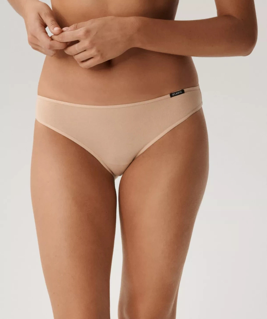 Atlantic Damen Baumwoll Figi Sport Set – Bequeme Unterwäsche, 95% Baumwolle, 5% Elastan, 3er Pack, Beige und Schwarz, Frühling/Sommer Kollektion, Ohne Muster, Für Frauen