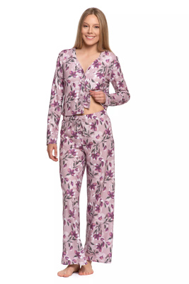 Damenpyjamas mit langen Ärmeln und weiten Beinen