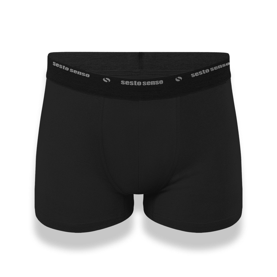 Sesto Senso Herren Sportliche Boxershorts RUSH – Bequeme Baumwolle mit Elastan, Nicht-Einschneidender Bund, Flache Nähte, Ideal für Alltag, Hergestellt in Polen, Schwarz
