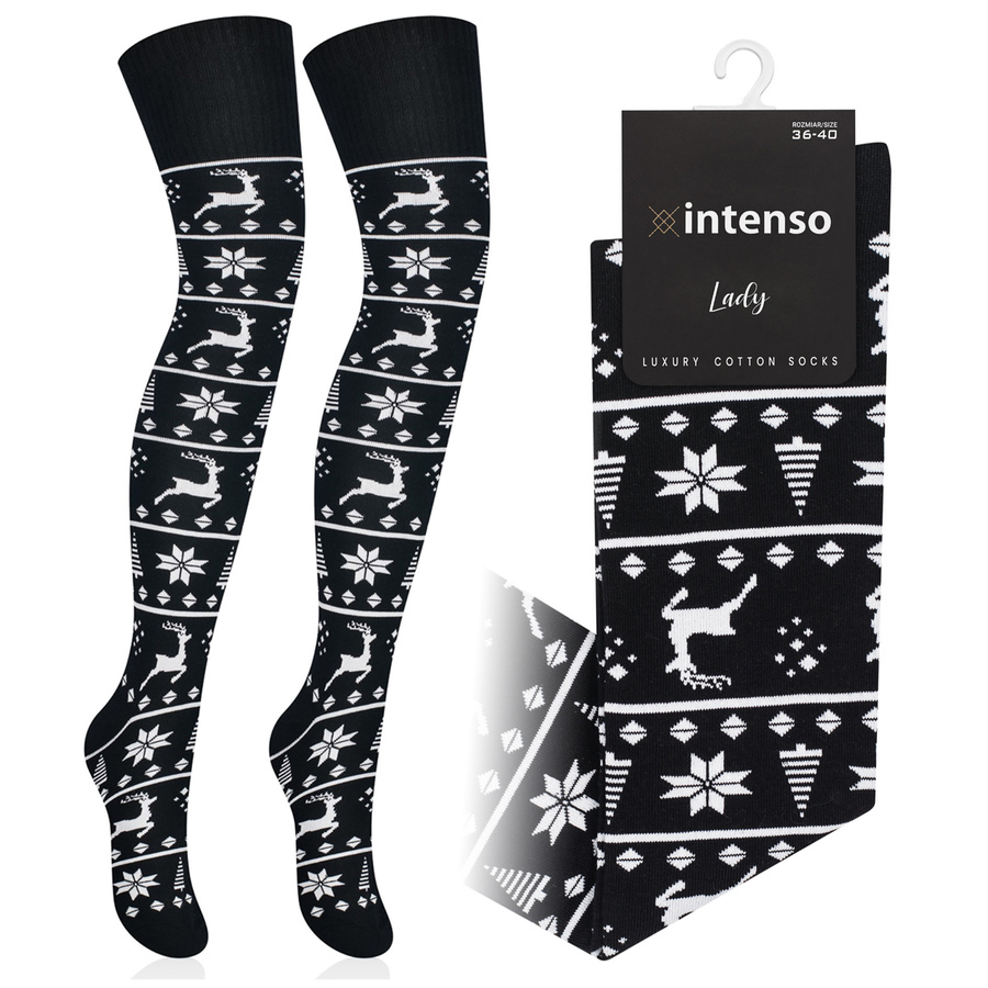 Strumpf Damen Serie Weihnachtsmuster Art. 372 Schwarz