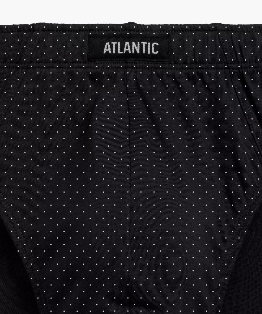 Atlantic Herren Baumwoll Slips Set – Sportlicher Schnitt, Atmungsaktiv, 3er Pack, Mix Muster, Schwarz/Grün, Weiche Innengummierung, Herbst/Winter Kollektion 2025