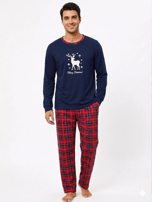 Pijama Bărbătească de Crăciun Bleumarin