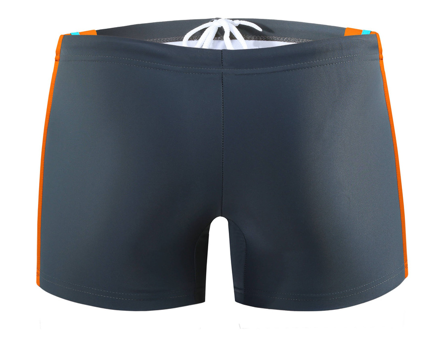 Sesto Senso Herren Badeboxershorts – Komfortable Badebekleidung aus 80% Polyamid, 20% Elastan, Schnell trocknend, Ideal für Schwimmen und Strand, Mit Kontraststreifen, Farbe: Grau/Orange, Modell BD382
