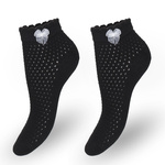 Damen durchbrochene Socken mit Schleife 1115, Farbe schwarz 2, Größe 37-41