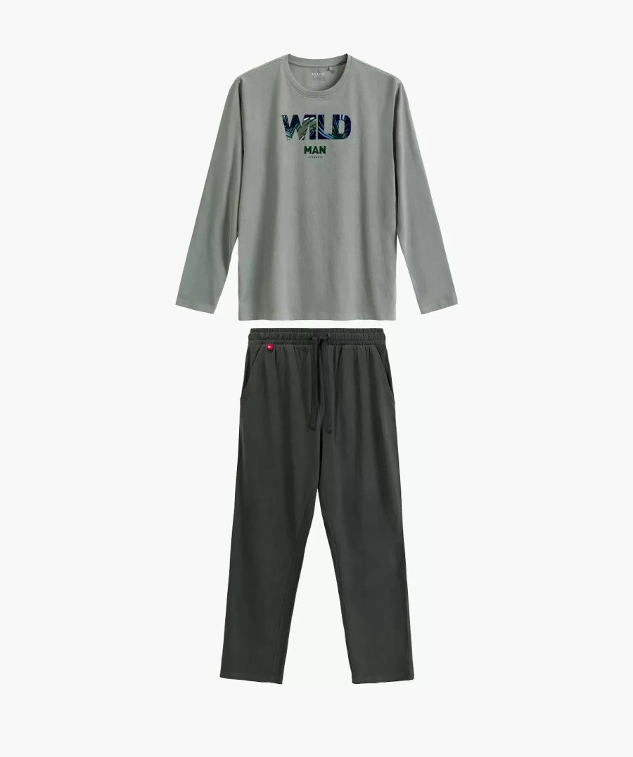 Herrenschlafanzug Serie nmp-392 Grün/Khaki