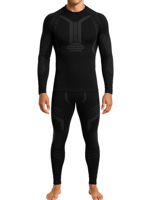 Thermo-Unterhemd Herren Langarm Schwarz/Grau