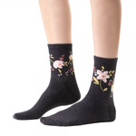 Kurzsocken Art.099 Grau mit Blumenmuster