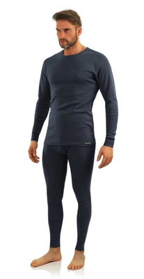 Sesto Senso Herren Winter Set – Bequeme Baumwolle Thermounterwäsche, Langarmshirt und Lange Unterhose, Atmungsaktiv, Ideal für Sport und Freizeit, Grafit, Größen M-XXL