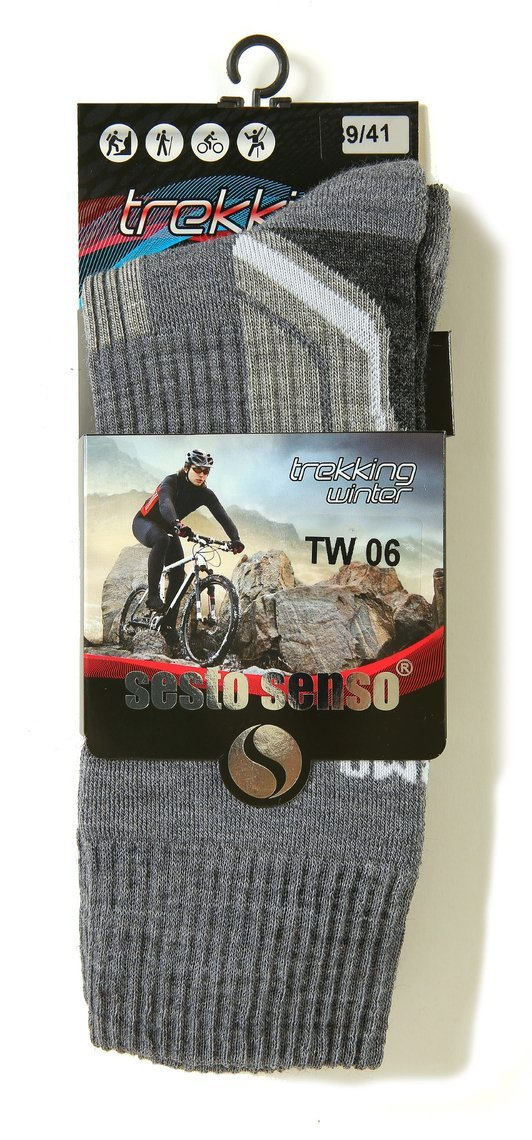 Wollsocken Trekking Winter Grau Mehrfarbig