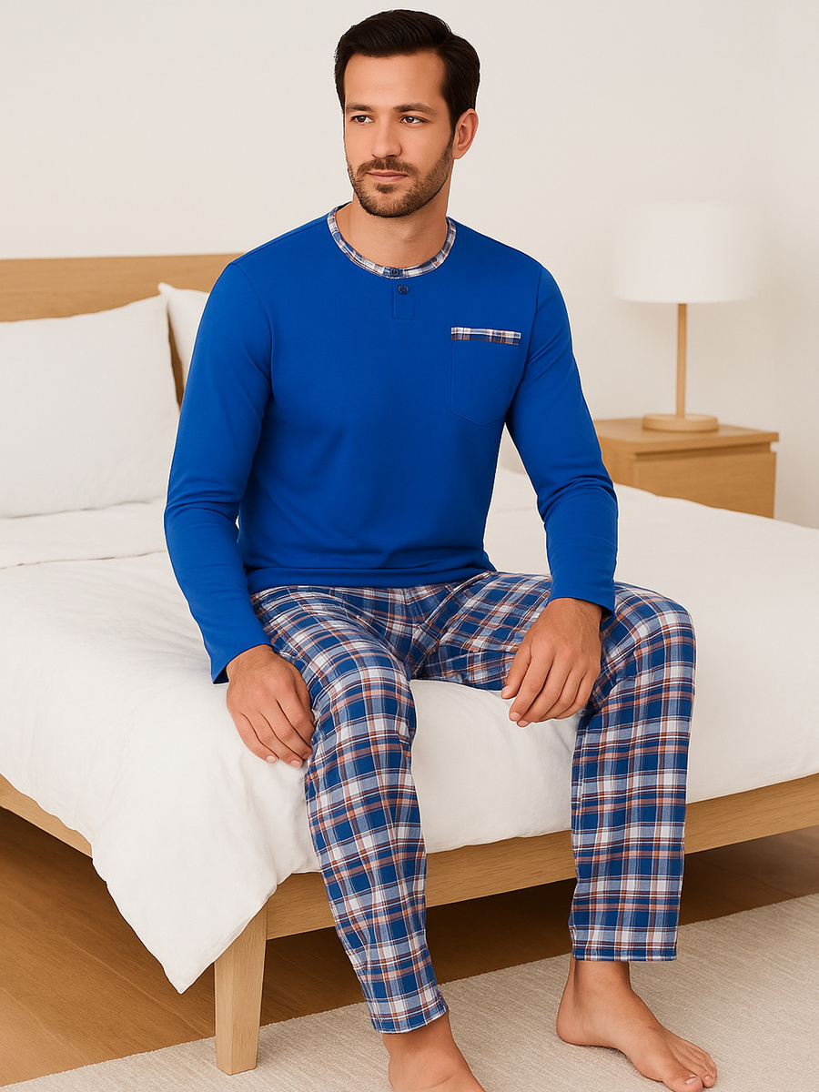 Herren Schlafanzug mit langen Ärmeln Jasiek 2576/26