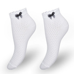 Damen durchbrochene Socken mit Schleife 1115, Farbe Weiß 2, Größe 37-41