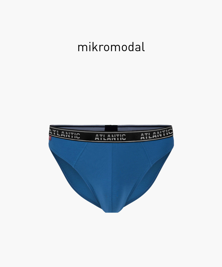 Atlantic Herren Sport Slips – Mikromodal & Elastan Unterwäsche, Bequemer Schnitt, Premium Kollektion, Blau/Grau/Denim/Schwarz, Atmungsaktiv, Ohne Muster, MP-1562, Für Männer