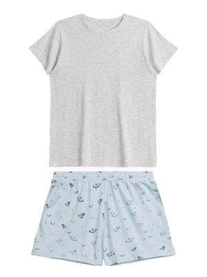 Damenpyjama Nlp-490 Grau Blau