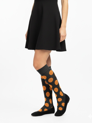 Kniestrümpfe Damen Serie Schwarz, Orange