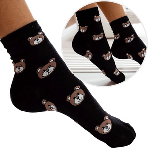 Damen-Teddybär-Kopfsocken, Farbe Beige, Größe 37-41