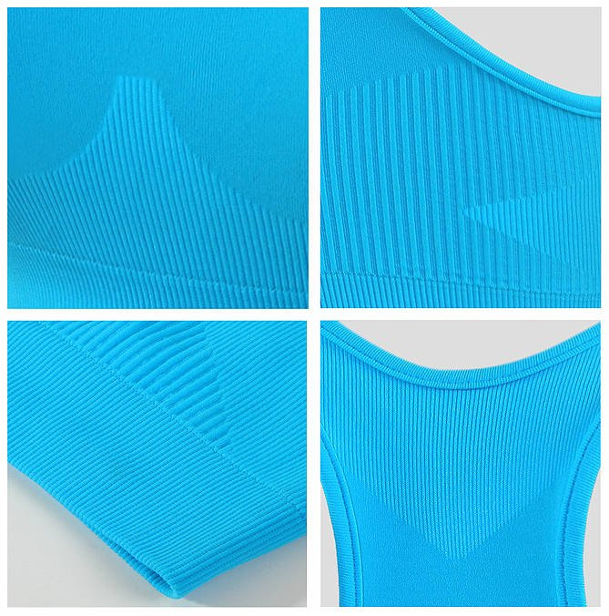 Sesto Senso Damen Seamless Sport-BH – Bequemer, Atmungsaktiver Top aus Poliamid, Elastisch, Thermoregulierend, Für Fitness und Crossfit, Blau, Neu