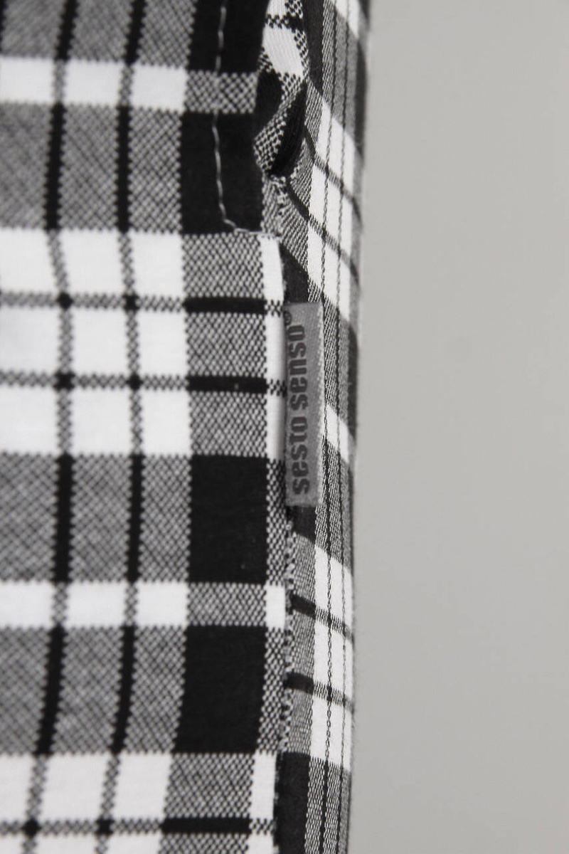 Damen-Schlafanzug Lang Set Schwarz-Weiß