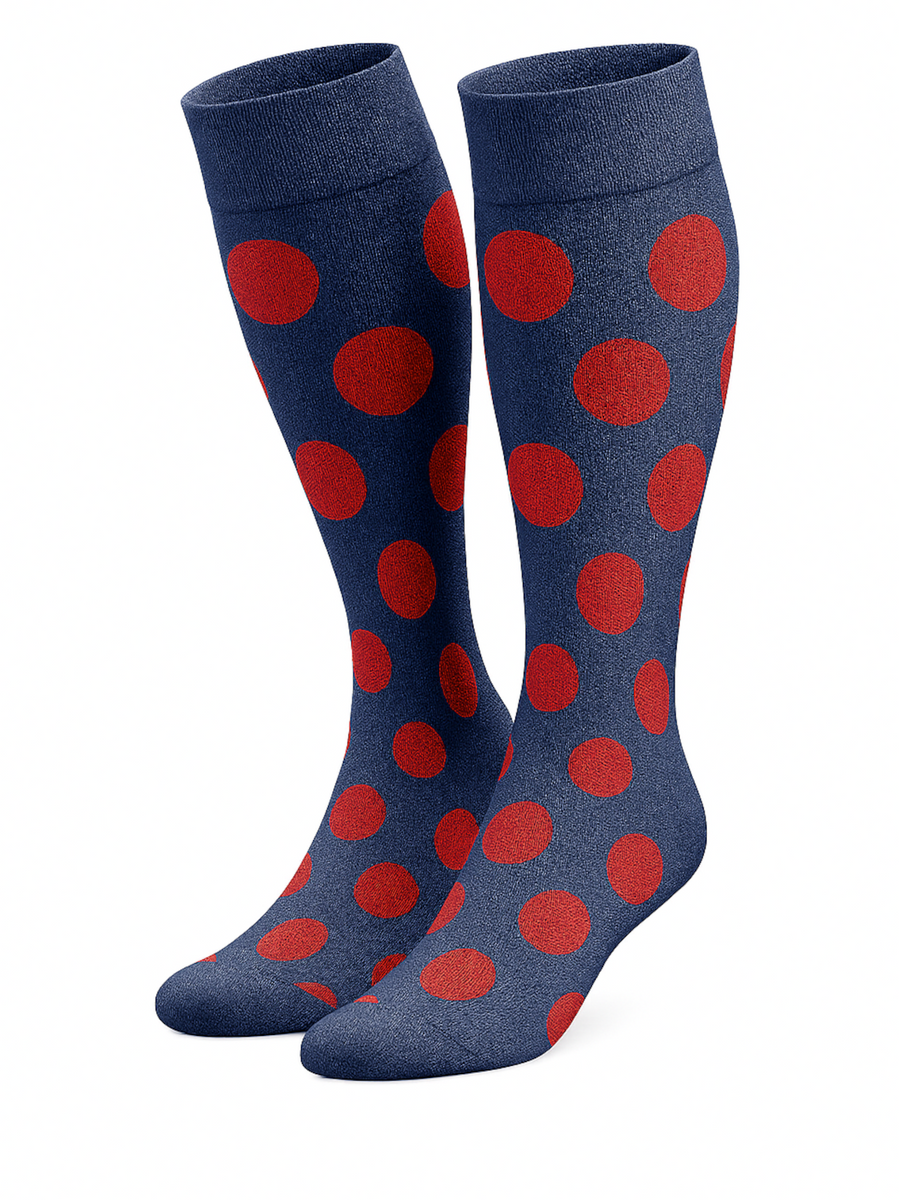 Damenstrümpfe Serie Punkte Blau Rot