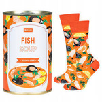 Farbenfrohe SOXO GOOD STUFF Socken für Männer und Frauen aus Baumwolle mit Fischsuppe in einer Dose Geschenk Unisex