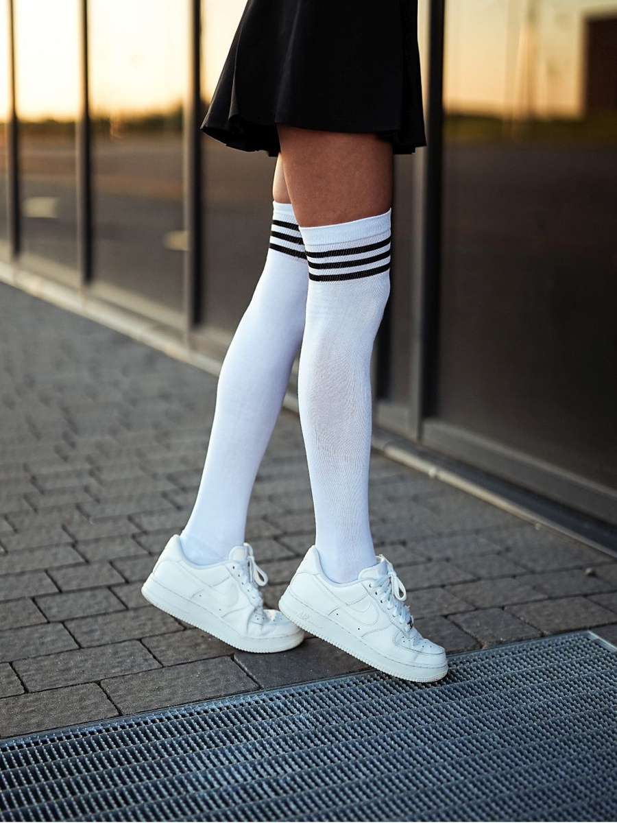 Gestreifte Socken aus gerippter Baumwolle