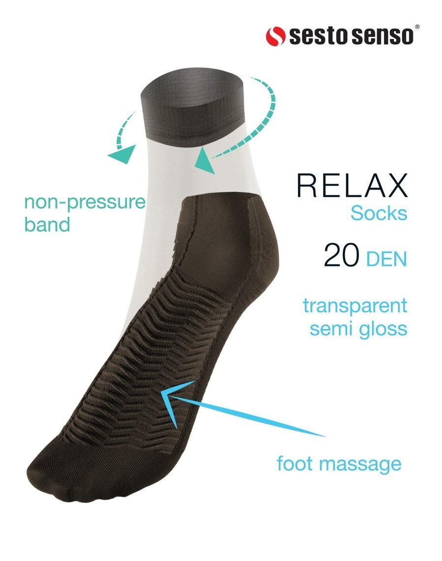 3x Skarpety rajstopowe Damskie z efektem masażu stóp SESTO SENSO RELAX 20 DEN