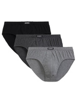 Atlantic Herren Slipy Classic Set – Bequeme Baumwollunterwäsche, Atmungsaktiv, 3er Pack, Schwarz, Grau, Für Männer